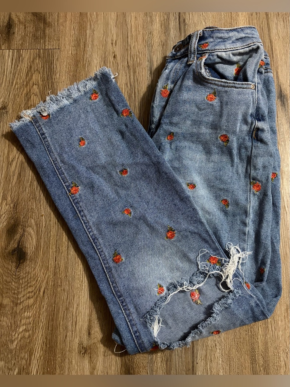 True Craft - Embroidered Rose High Rise Jeans - Size 9R